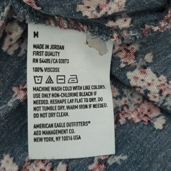 American Eagle Floral Blue Tie Front Dress - Picture 6 of 6